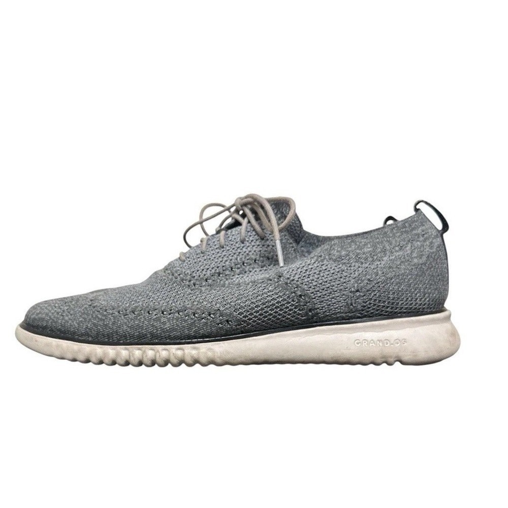 Cole Haan Zerogrand Stitchlite Mens 13 Gray Knit‎ Wingtip Oxford Shoes C27585